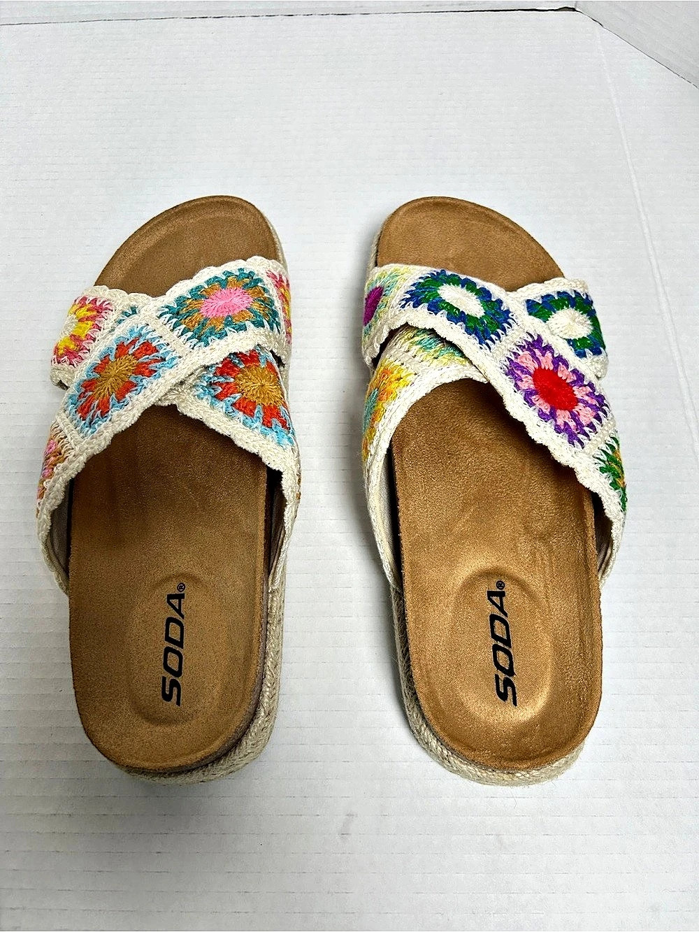 SODA Floral Embroidered Platform Sandals